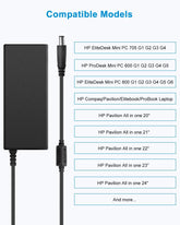 ALITOVE 90W 65W Power Cord AC Adapter for HP All-in-One Desktop 18" to 27" 22-dd0210 dd0110 df0224 24-dp0160 dp1250 dp1380 cb0214 cb1142 27-cb0052 23-g010 Elitebook Laptop Charger,7.4mm x 5.0mm Plug - ALITOVE-Add Vivid Color to Life